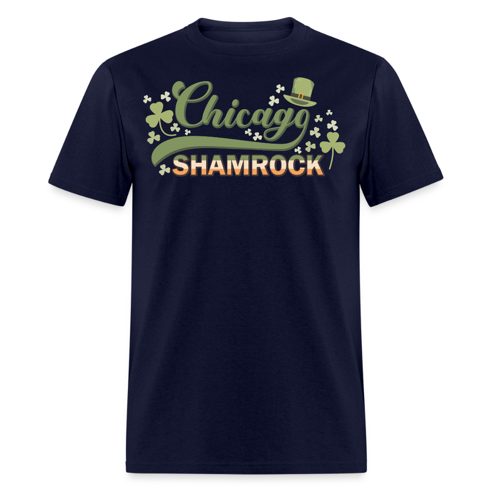 Leprechaun Hat Lucky Chicago Shamrock Graphic T-shirt - navy