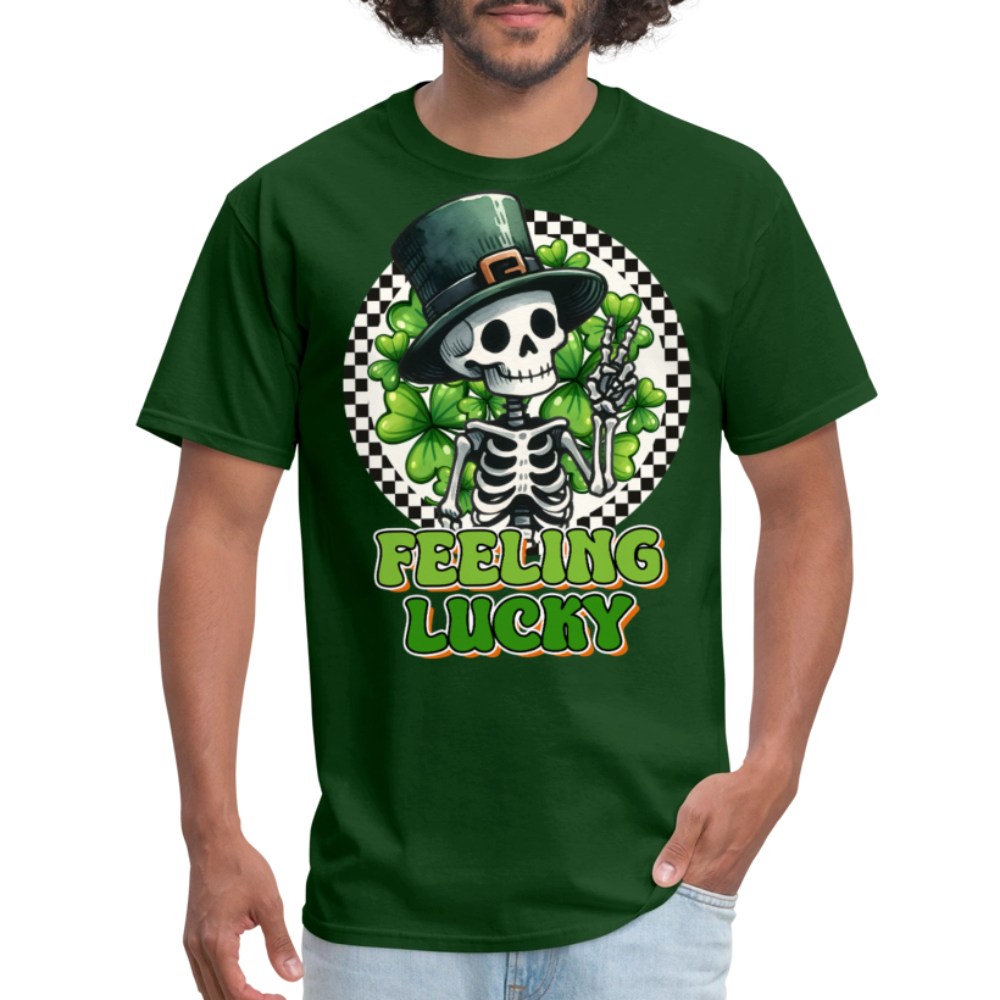 Feeling lucky St Patrick’s Day Skeleton T-shirt - forest green