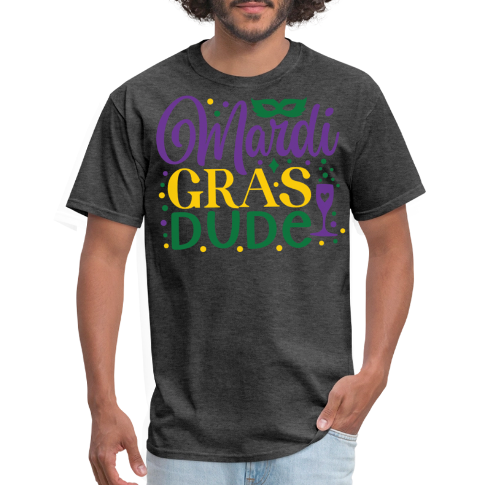 Unique Mardi Gras Dude Graphic T-shirt - heather black