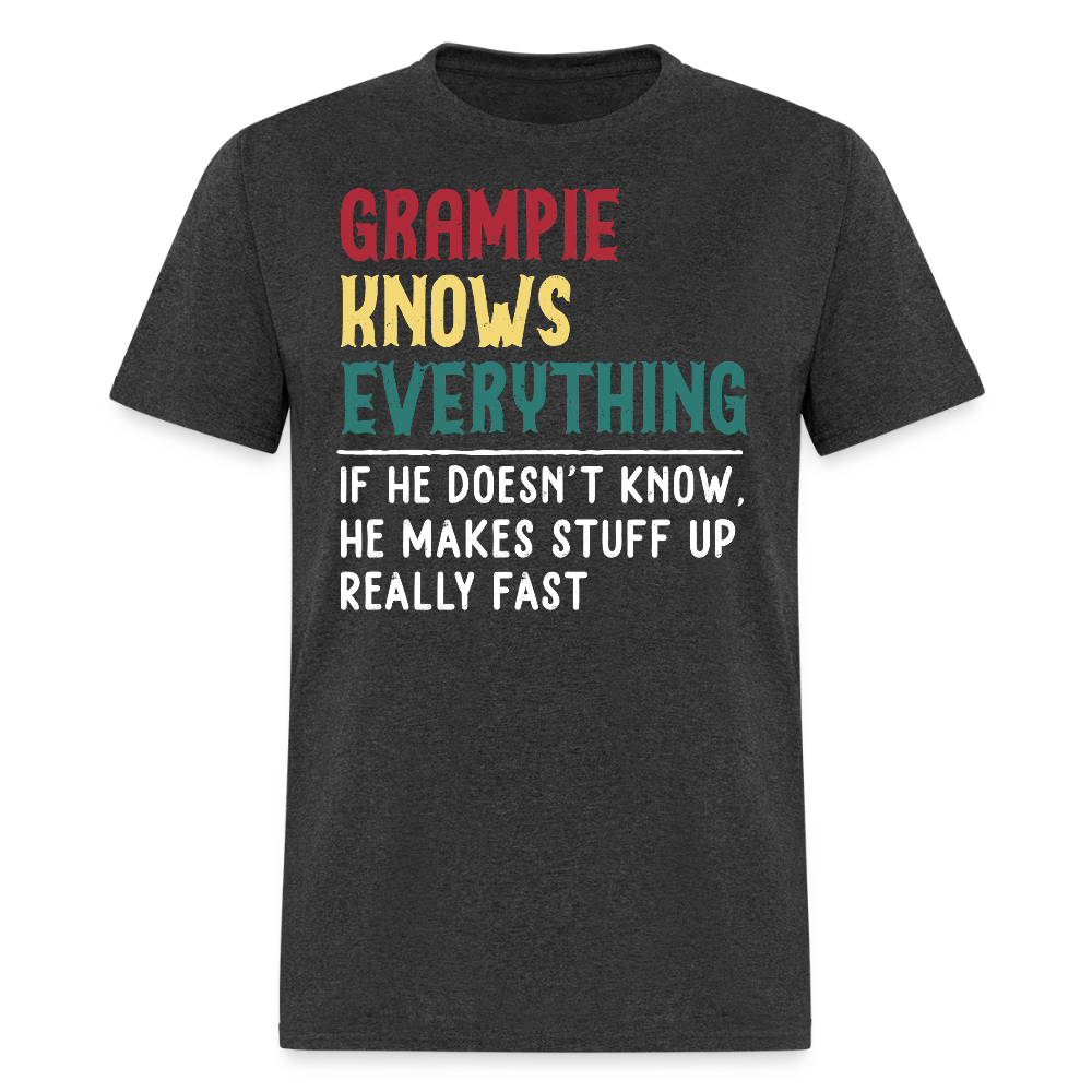 Grampie Knows Everything Humorous Grandpa T-shirt - heather black