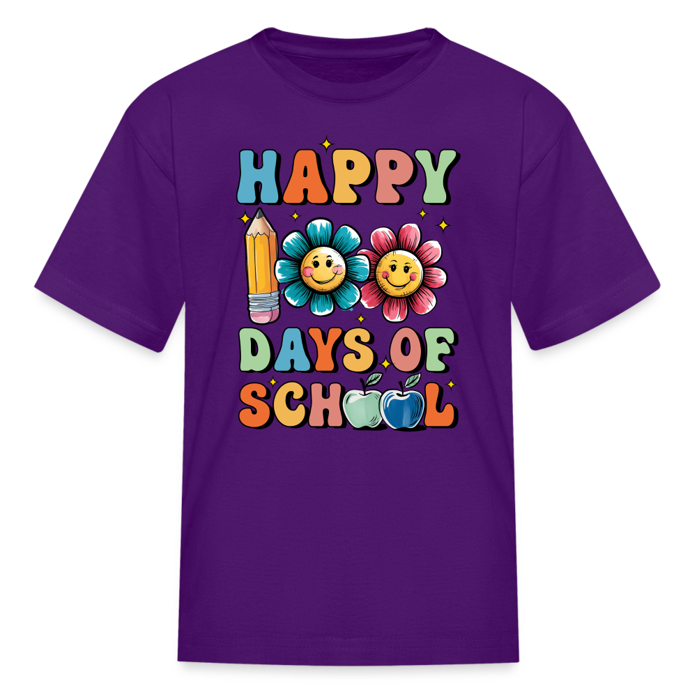 Happy 100 Days Of School Shirt For Kids Back To School Milestone T-shirt - purple