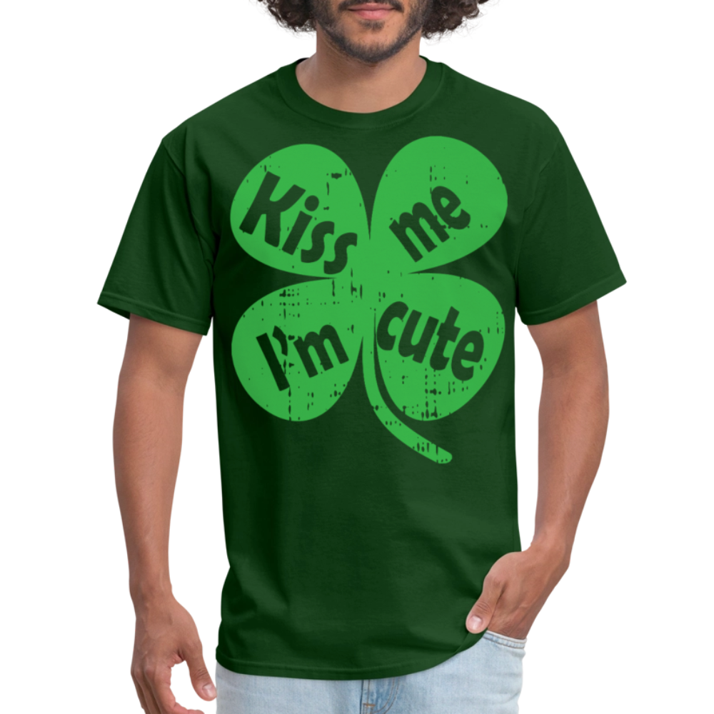 Kiss Me I’m Cute Irish Festival T-shirt - forest green