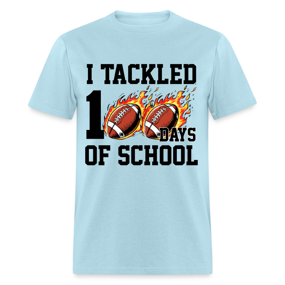 I Tackled 100 Days of School Shirt School Celebration Unisex T-shirt - powder blue