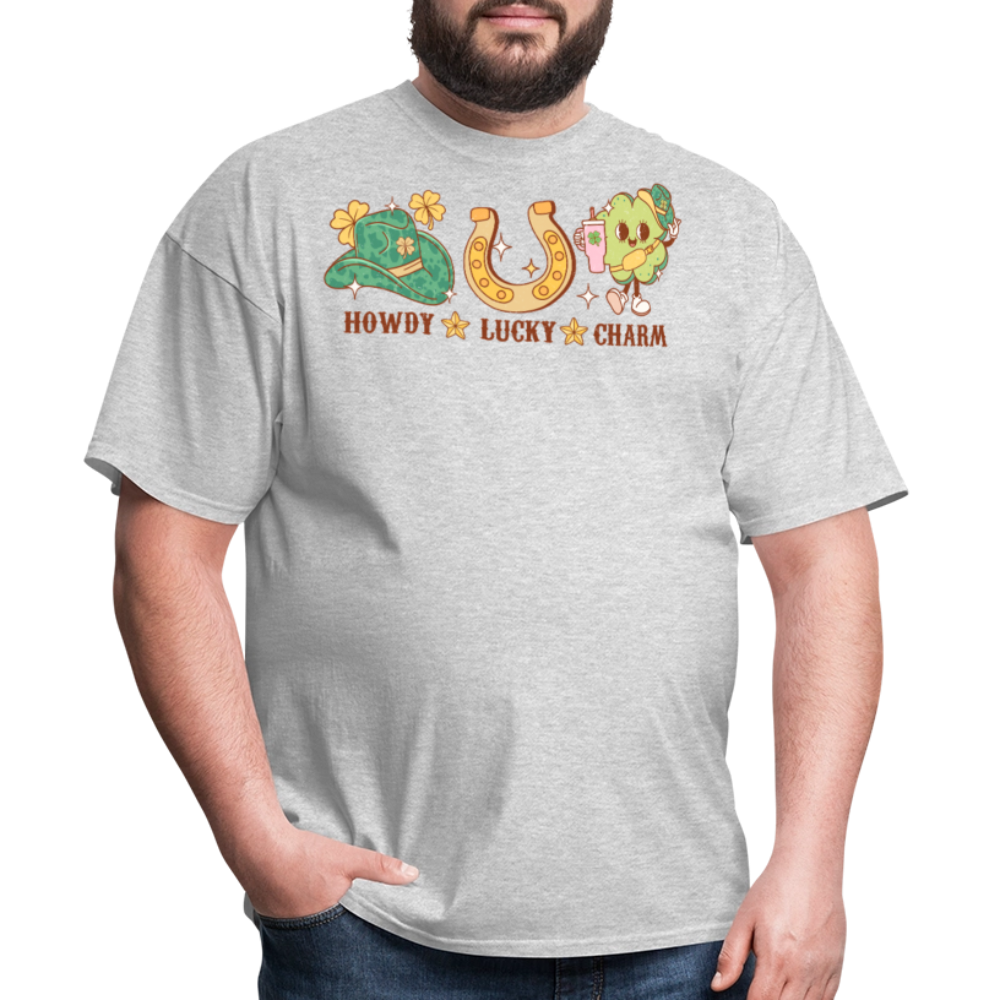 Howdy Lucky Charm St Patrick’s Graphic T-Shirt - heather gray