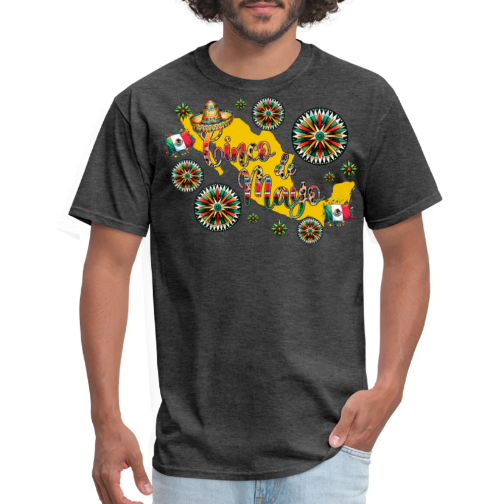 Mexican Pride Tee For Cinco De Mayo Mexico Map Graphic T-shirt - heather black