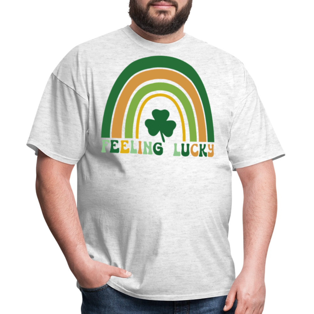 Feeling Lucky Shamrock St Patrick’s Day Rainbow T-shirt - light heather gray