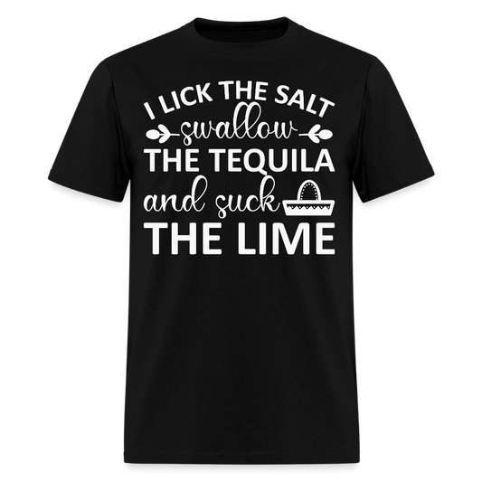 Swallow Tequila Suck Lime Funny Tee Salt Tequila Lime Drinking T-shirt - black