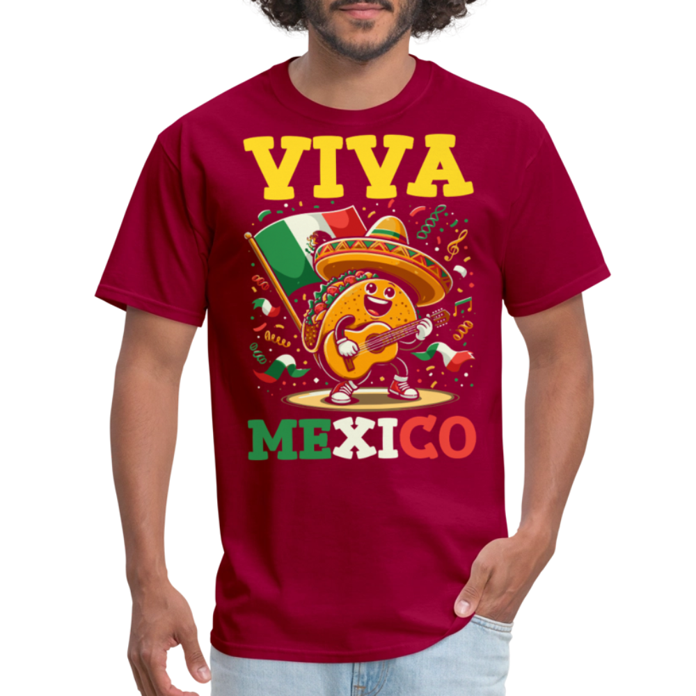 Cinco De Mayo Taco Shirt With Guitar Viva Mexico Party T-shirt - dark red