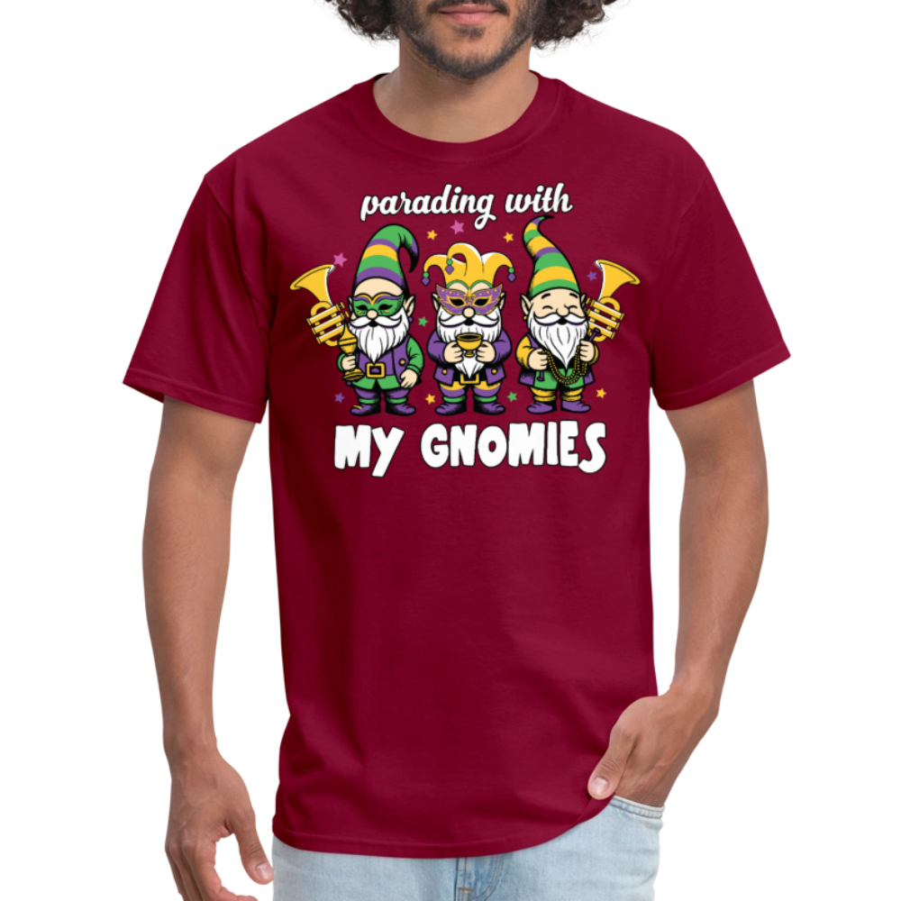 Parading With my Gnomies Festival Shirt Funny Mardi Gras T-shirt - burgundy