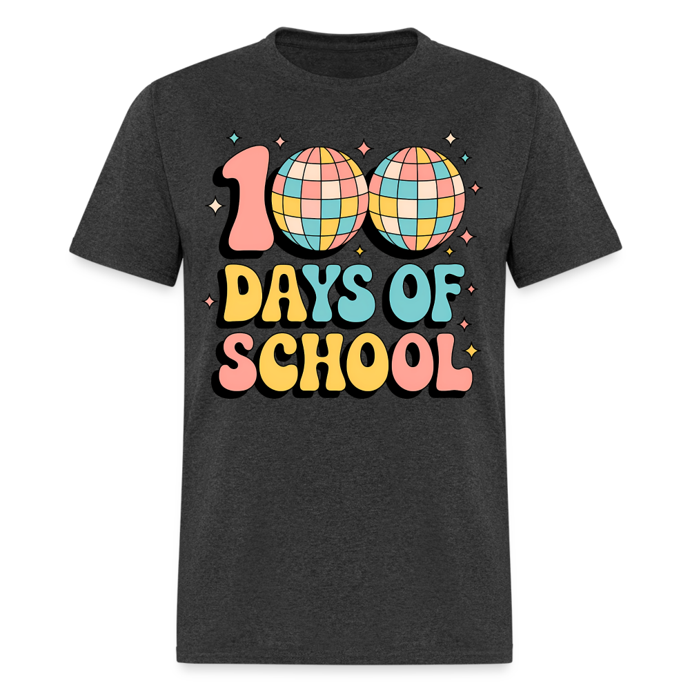 100 Days Of School Tee  For Teachers Funny Disco Theme T-shirt - heather black