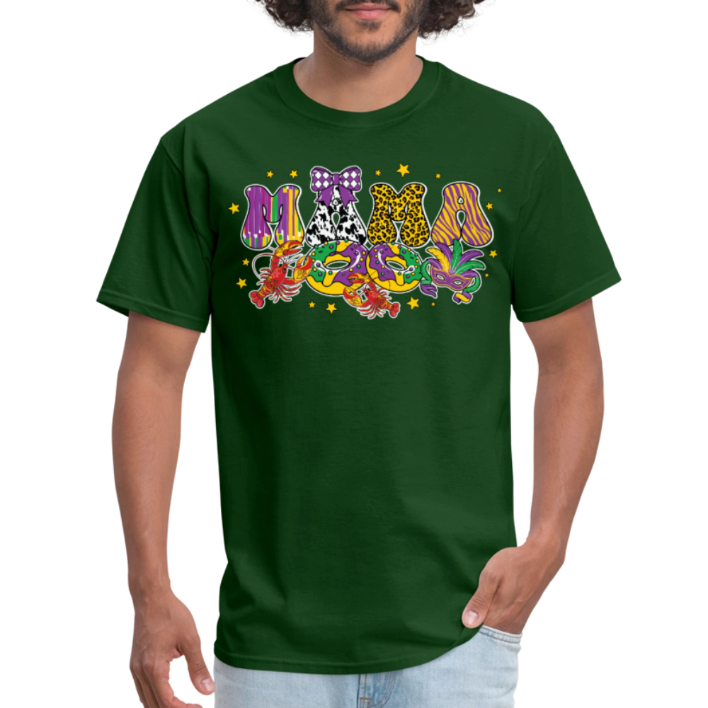 Mardi Gras Mama Shirt For Women Leopard Print Mardi Gras T-shirt - forest green