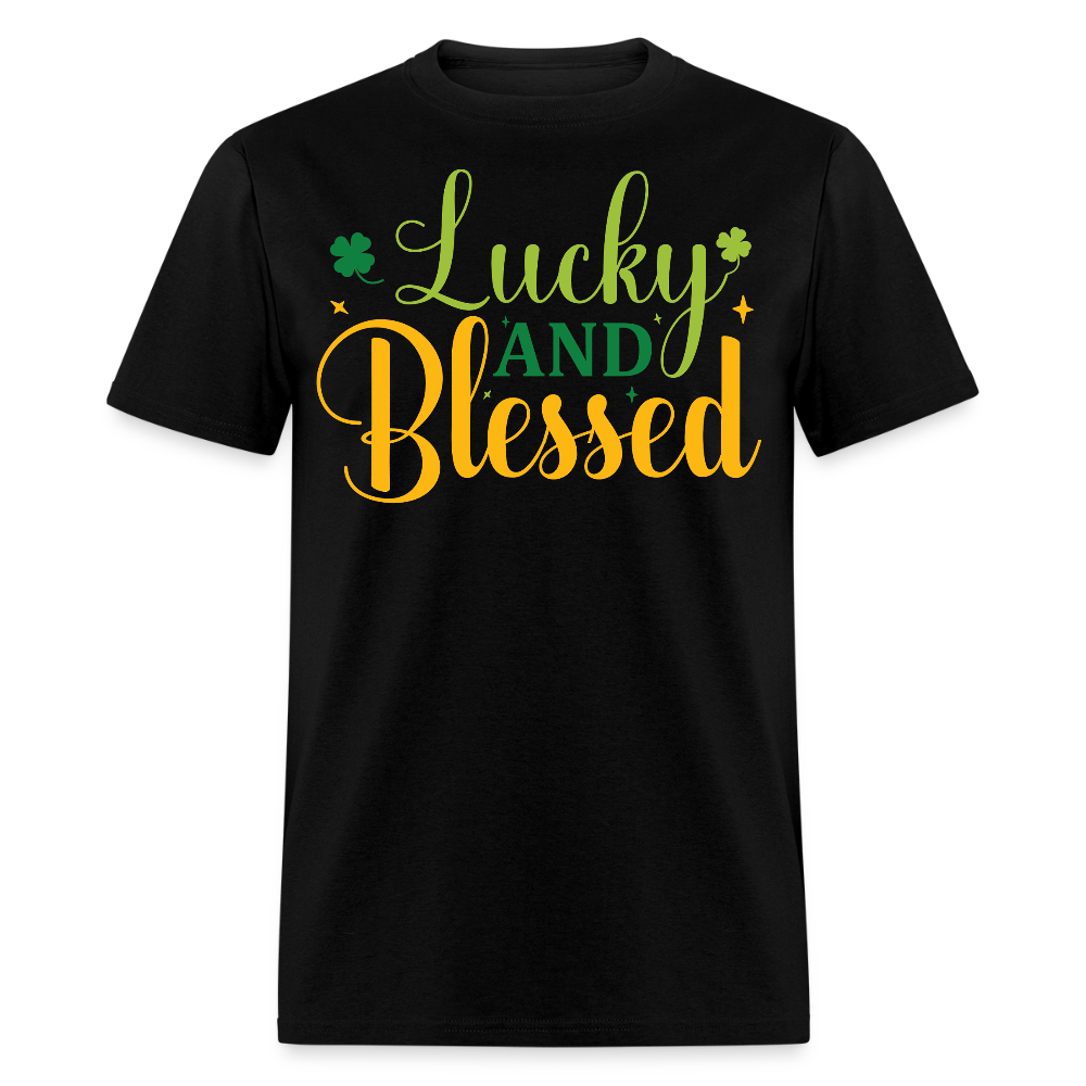 St Patrick’s Day Lucky And Blessed T-shirt - black