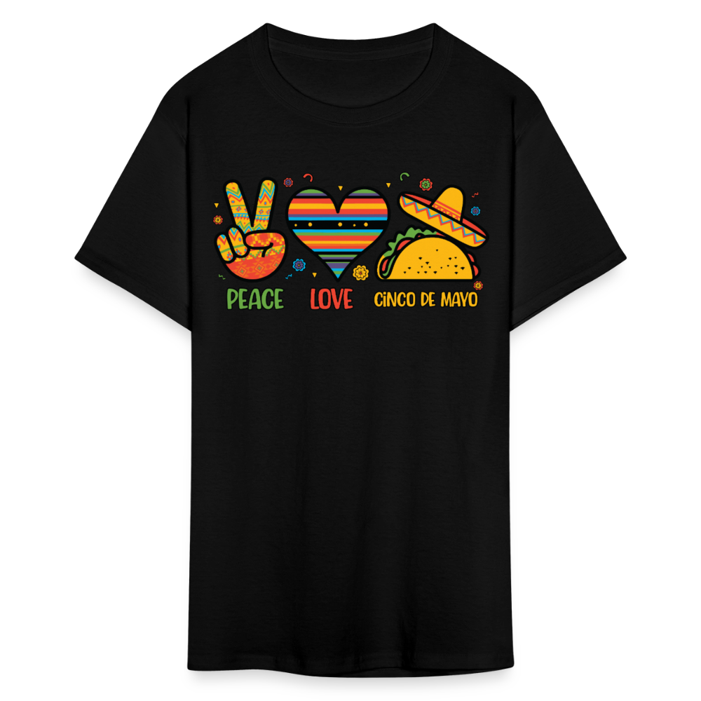 Peace Love Tacos Cinco de Mayo Graphic Unisex T-shirt - black