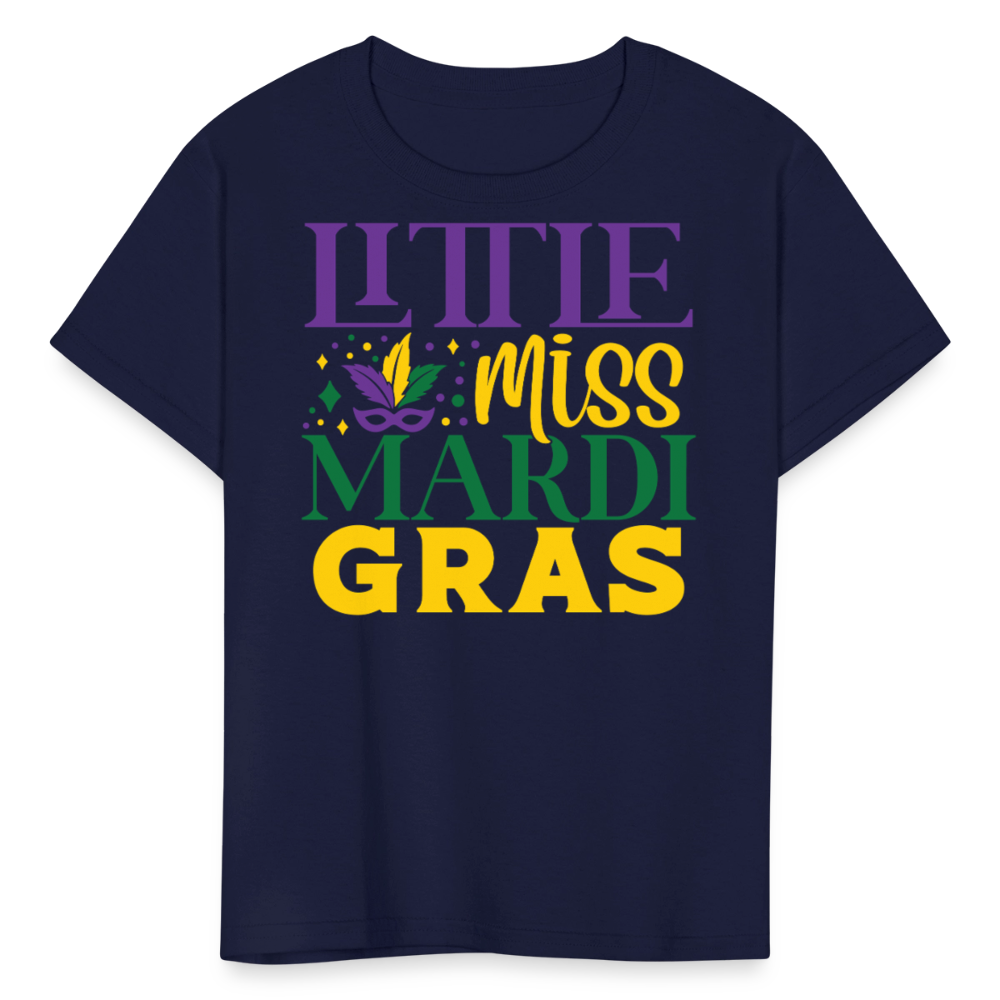 Little Miss Mardi Gras Shirt For Toddlers New Orleans Kids' T-shirt - navy