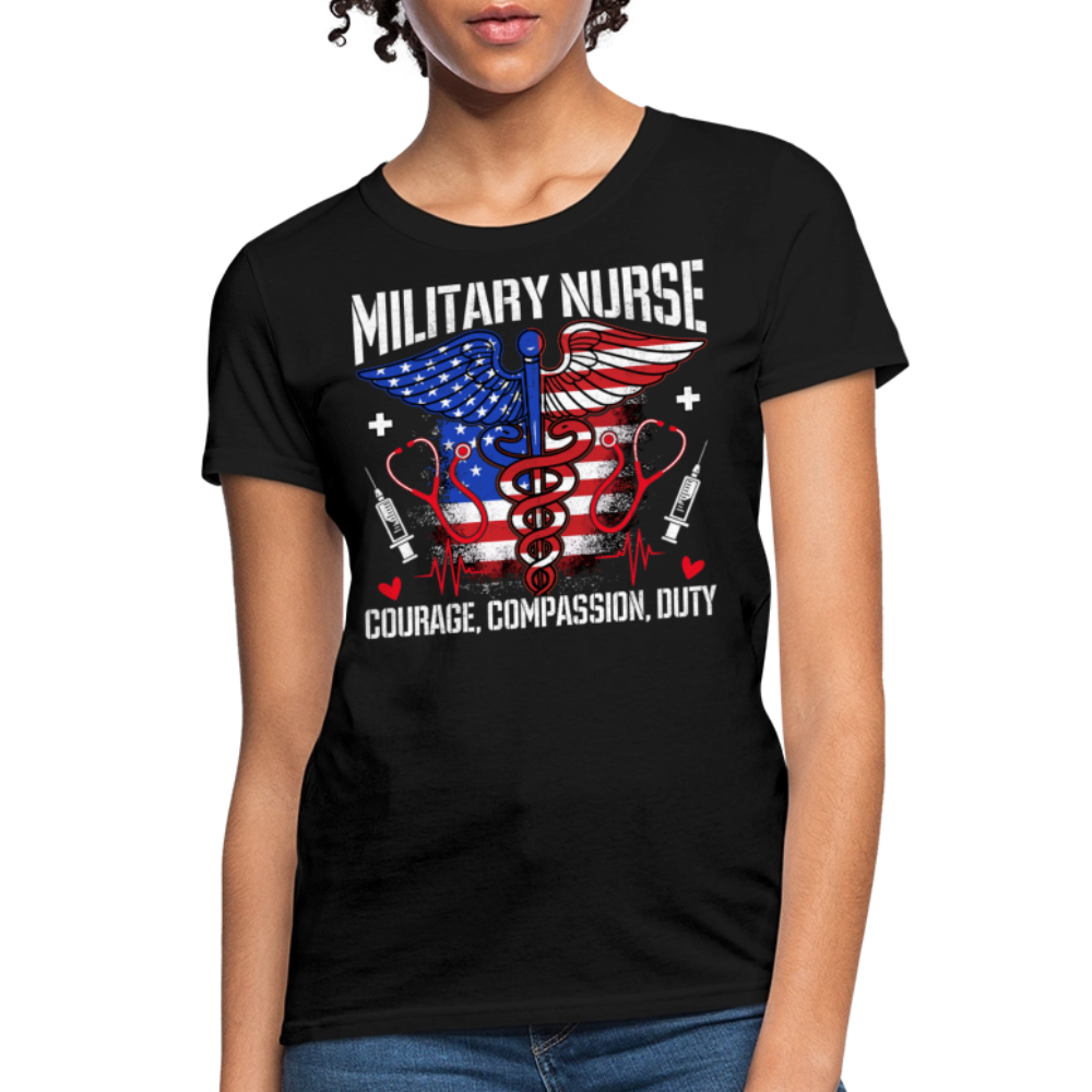 Military Nurse Courage Compassion Duty Patriotic Nurse T-shirt - black