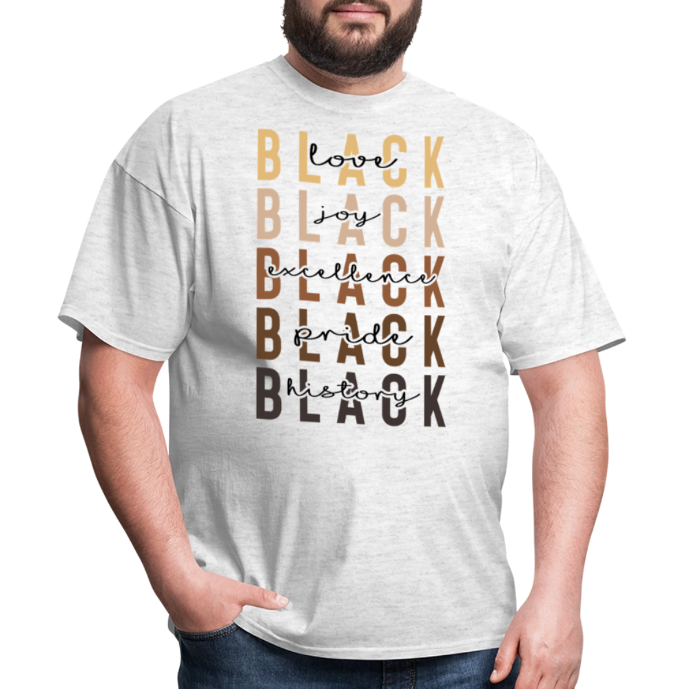 Black History and Culture Apparel Black Pride and Excellence T-shirt - light heather gray