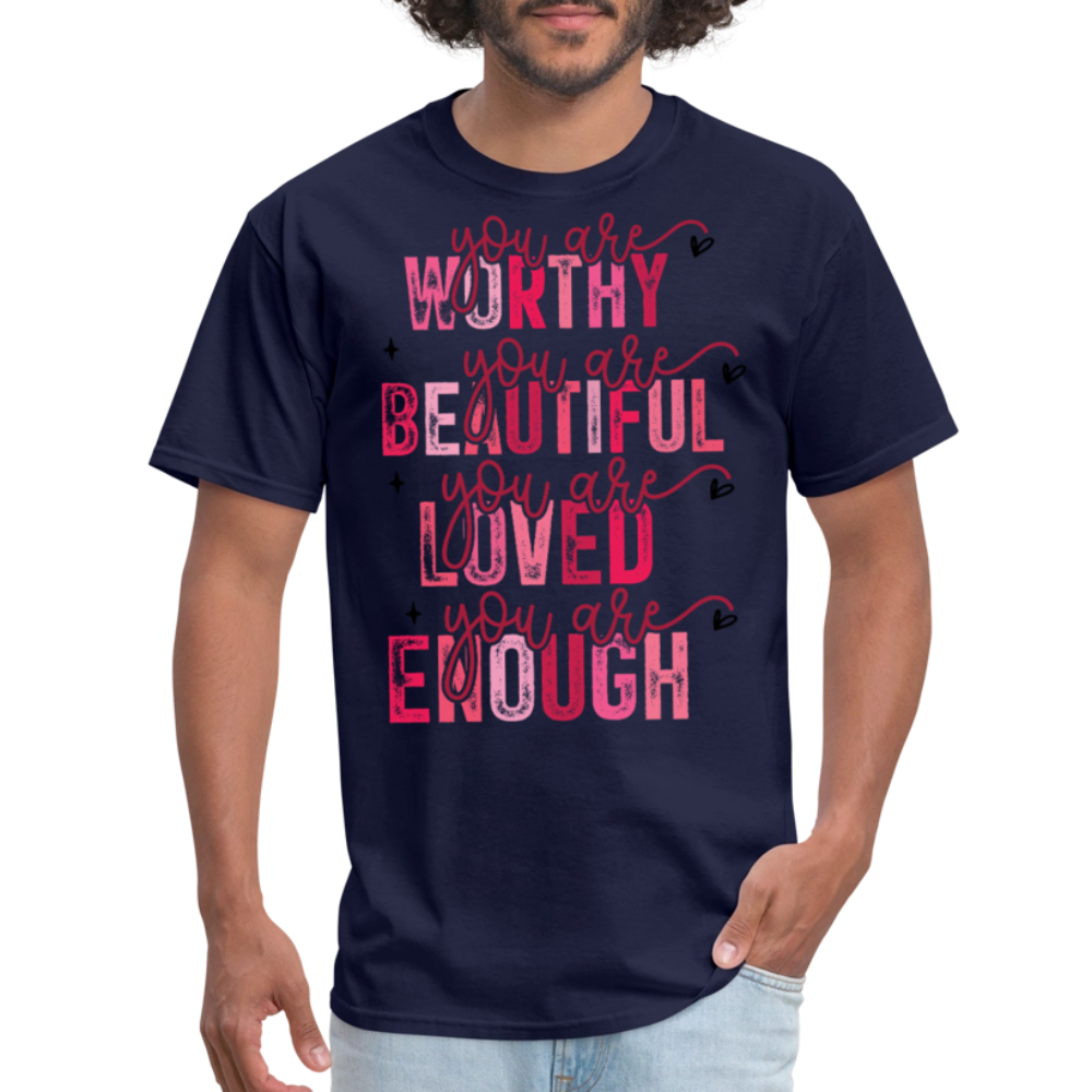 Self-Love Graphic Tee You Are Enough Motivational T-shirt - navy