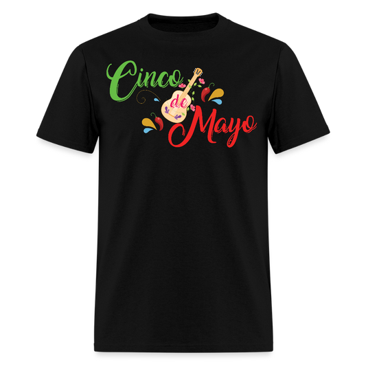 Colorful Cinco De Mayo Shirt With Guitar Unisex T-shirt - black
