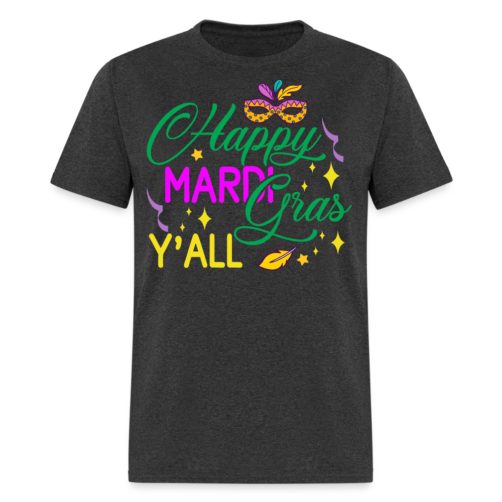 Louisiana Carnival Celebration Tee Happy Mardi Gras Y'all T-shirt - heather black