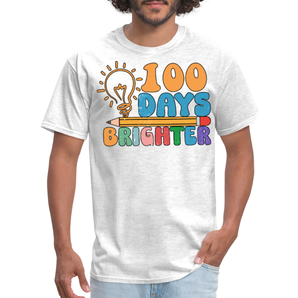 100 Days Brighter Shirt for Teachers Fun School Milestone T-Shirt - light heather gray