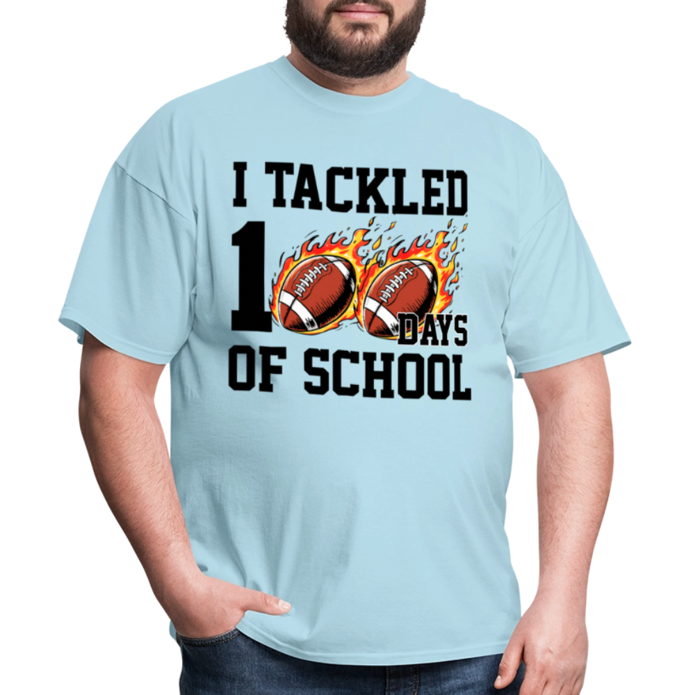 I Tackled 100 Days of School Shirt School Celebration Unisex T-shirt - powder blue