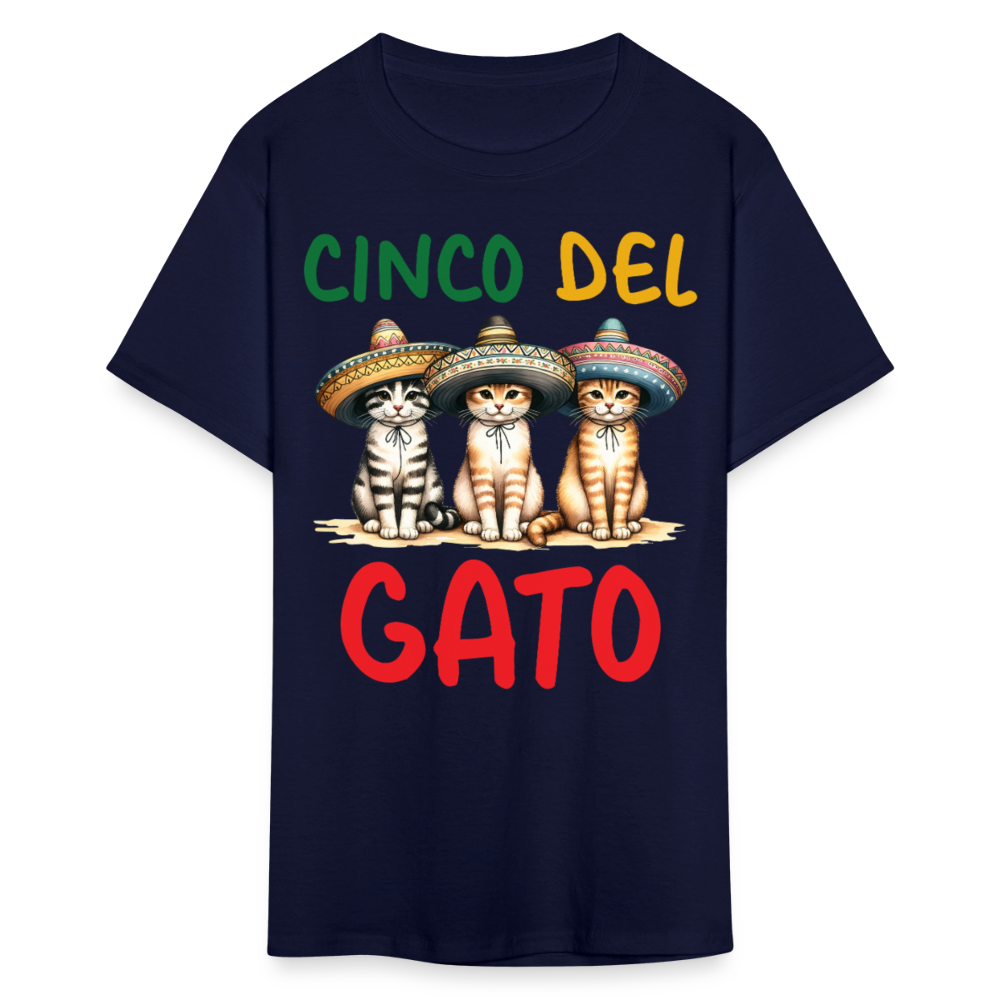 Cinco De Mayo Kitten Graphic Tee Funny Fiesta Cat T-shirt - navy