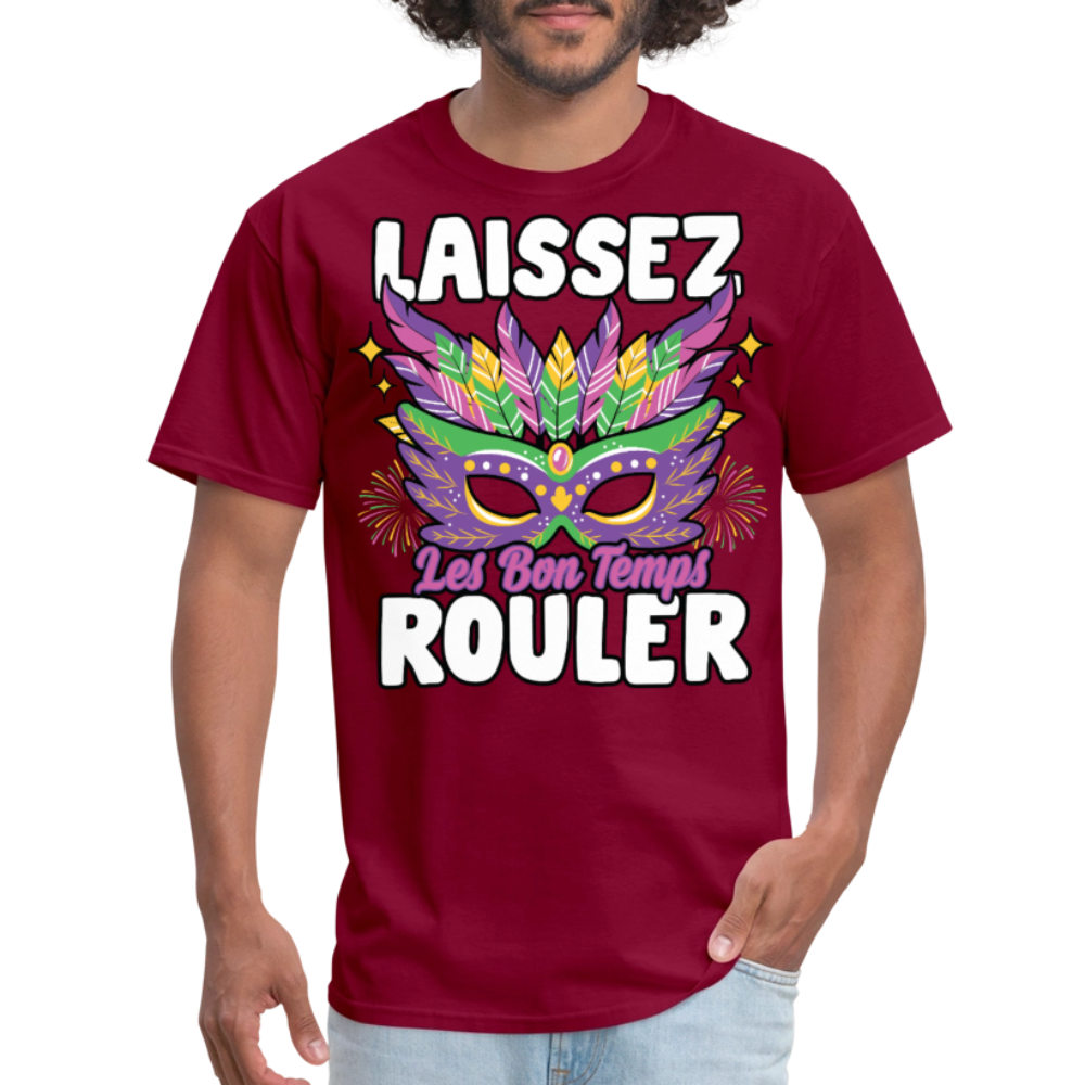 Mardi Gras Party Tee Laissez Les Bon Temps Roule T-shirt - burgundy