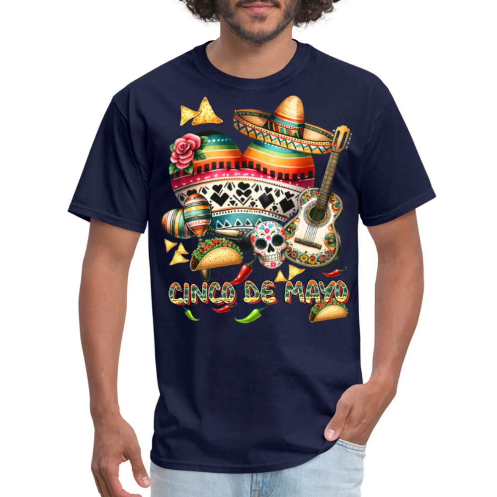 Colorful Skull And Taco Tee For Cinco De Mayo T-shirt - navy