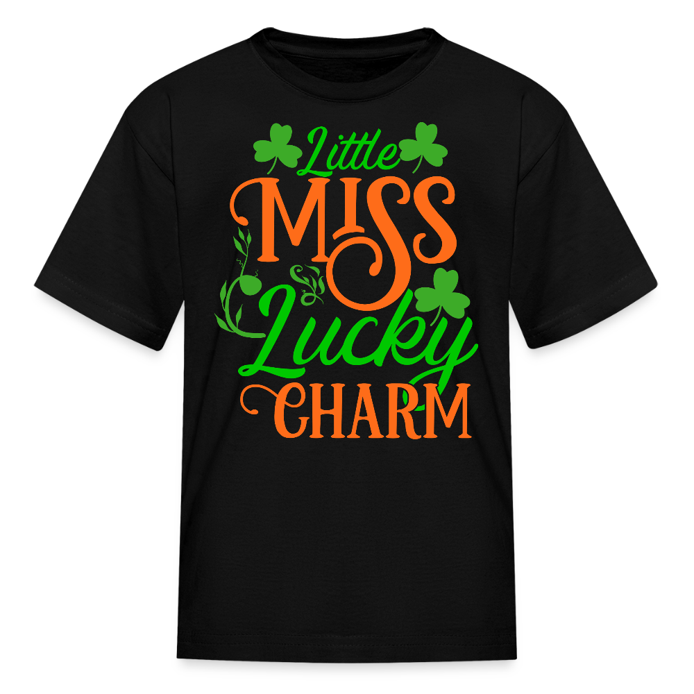 Little Miss Lucky Charm Girls T-shirt - black