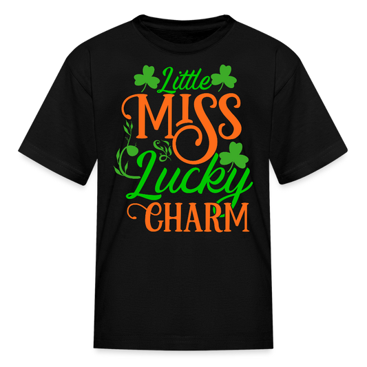 Little Miss Lucky Charm Girls T-shirt - black
