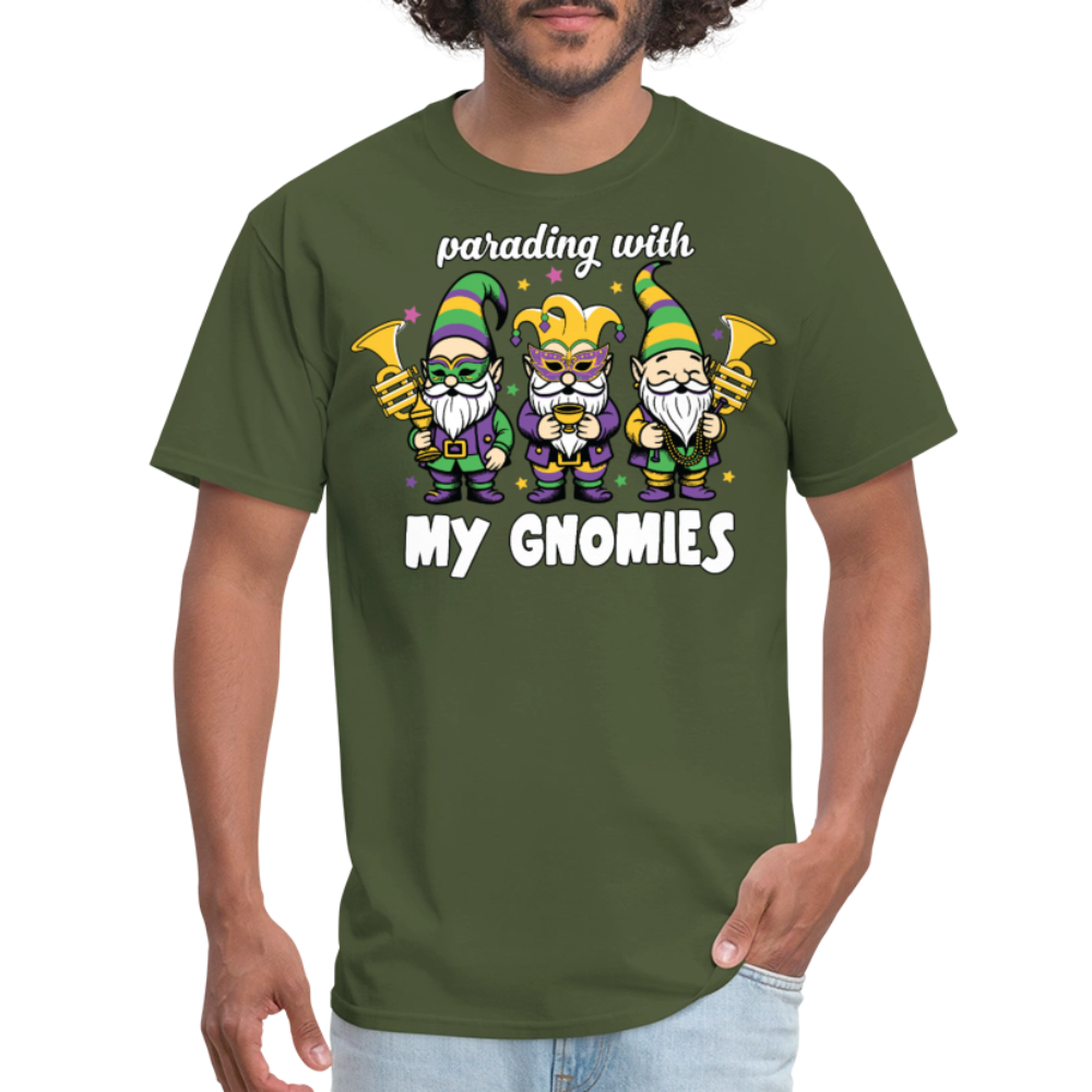 Parading With my Gnomies Festival Shirt Funny Mardi Gras T-shirt - military green