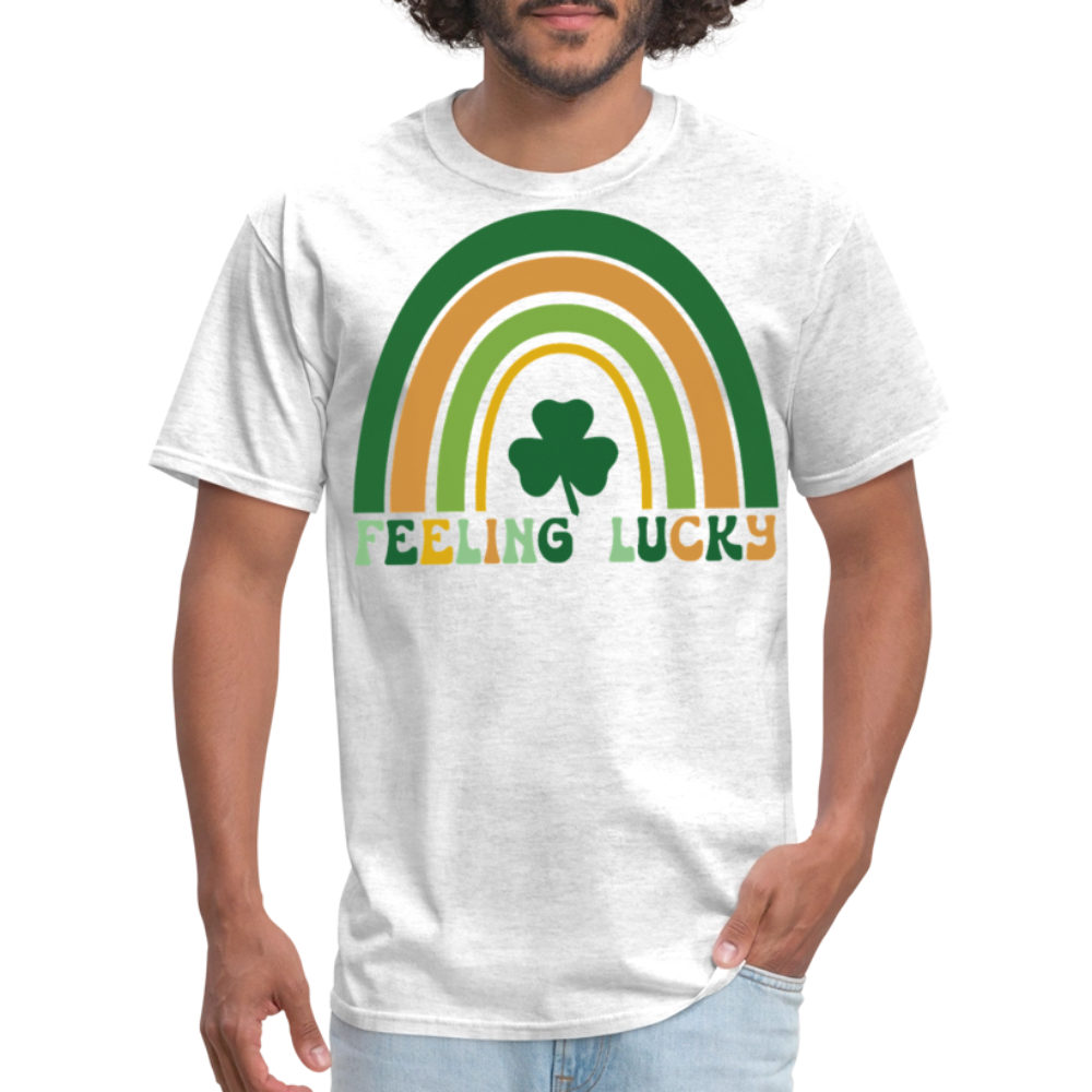 Feeling Lucky Shamrock St Patrick’s Day Rainbow T-shirt - light heather gray