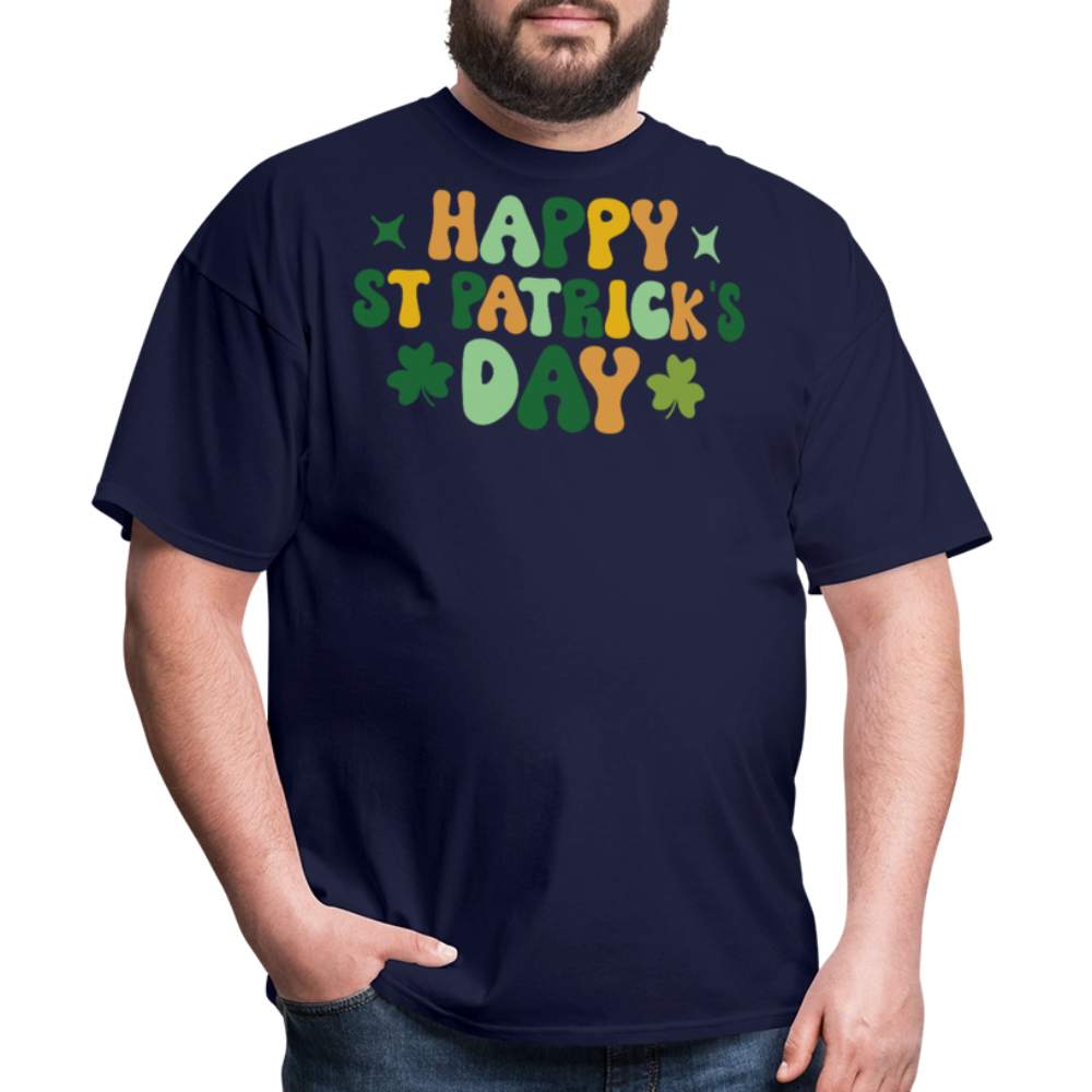 Retro Happy St Patrick’s Day Shamrock T-shirt - navy