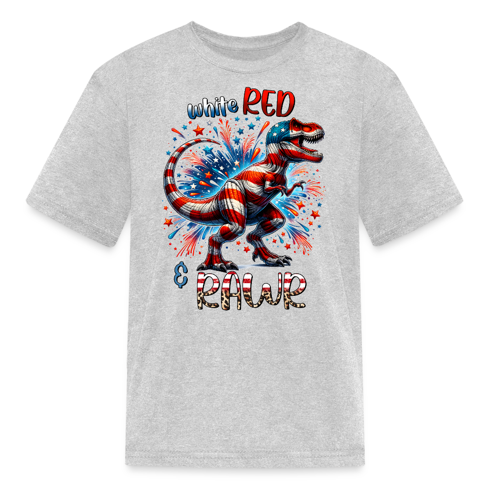 Red White And Blue Dino Kids' T-Shirt - heather gray