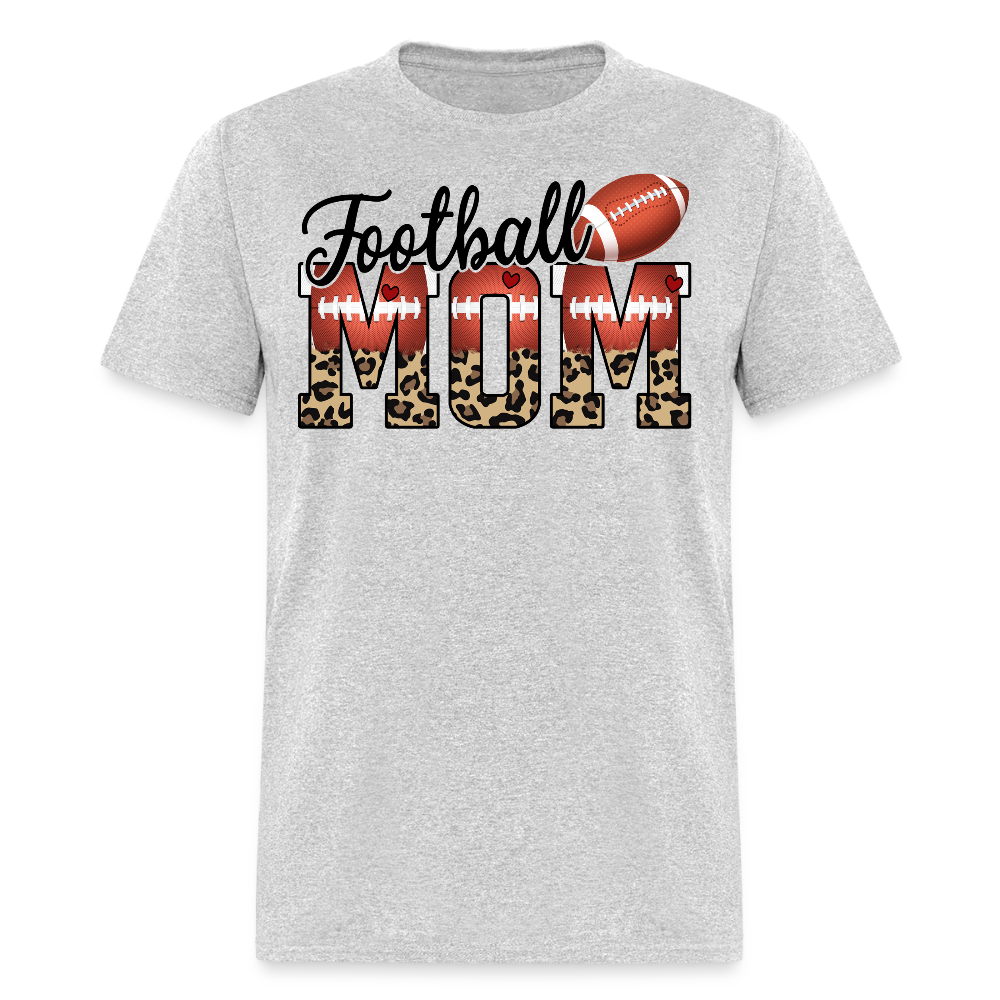 Football Mom Tee With Leopard Print T-shirt - heather gray