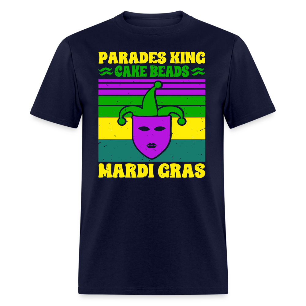 Mardi Gras King Shirt for Parades Louisiana Festival Mask T-shirt - navy