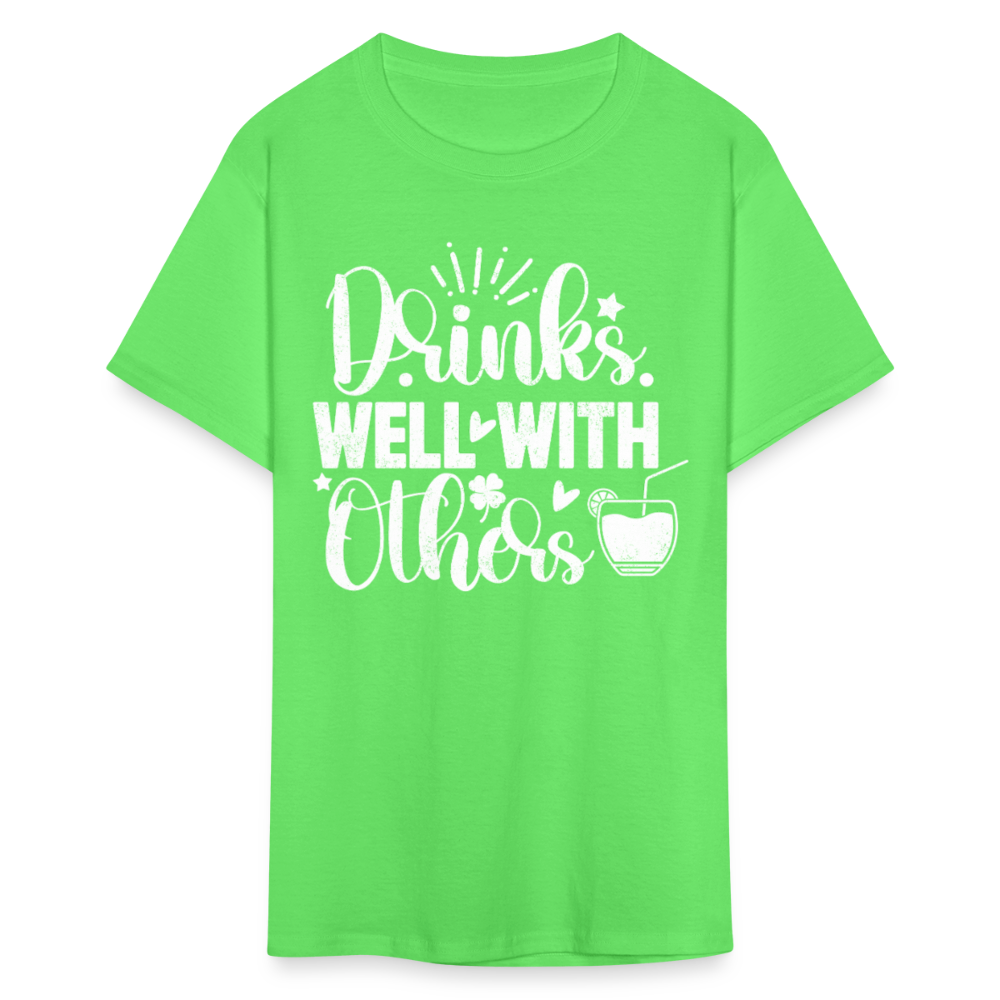 Drinks Well with Others Funny Beer T-Shirt for Party Lovers - kiwi