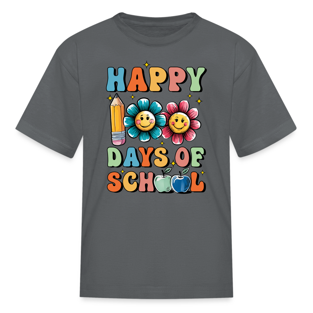 Happy 100 Days Of School Shirt For Kids Back To School Milestone T-shirt - charcoal