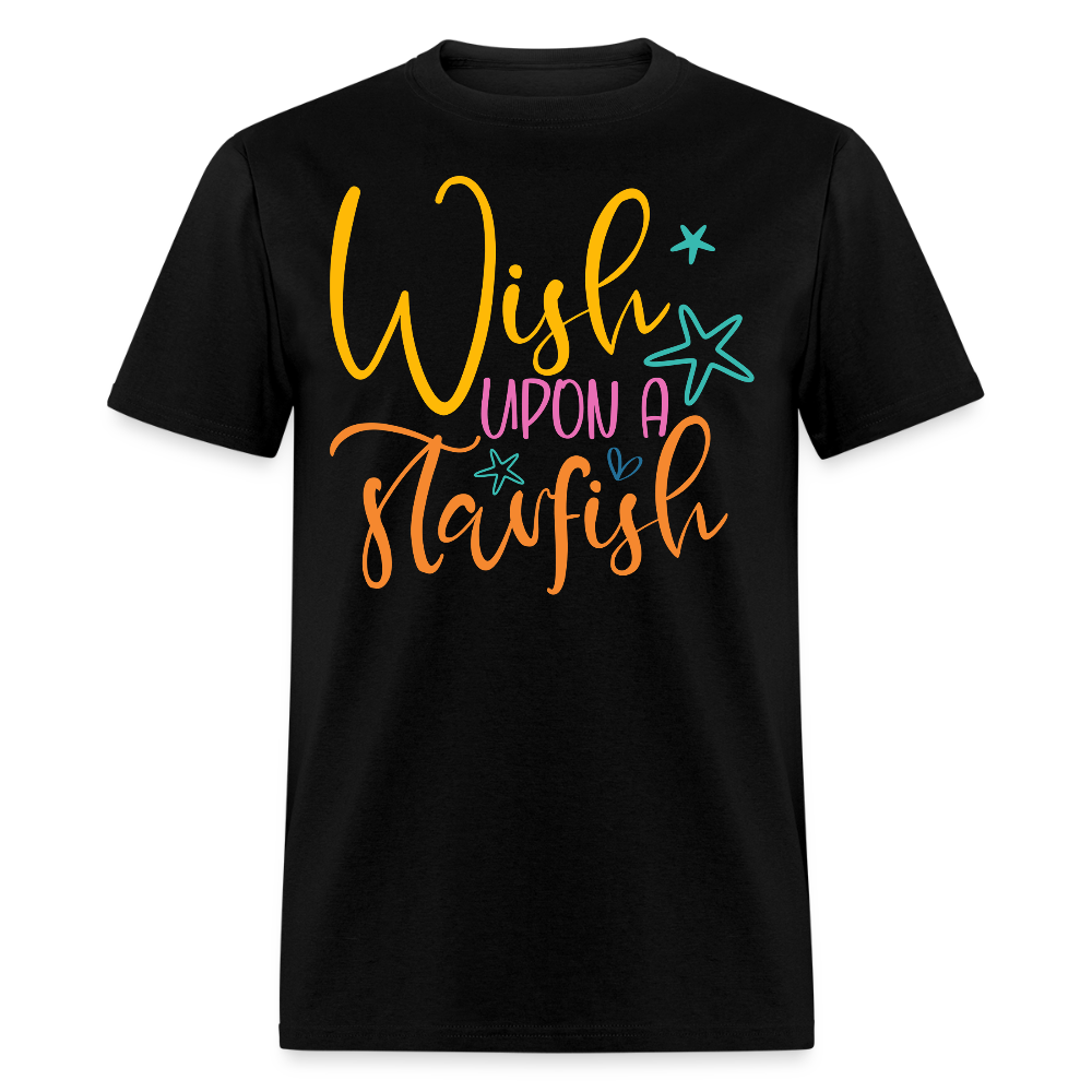 Wish Upon A Starfish Coastal Vacation T-shirt - black