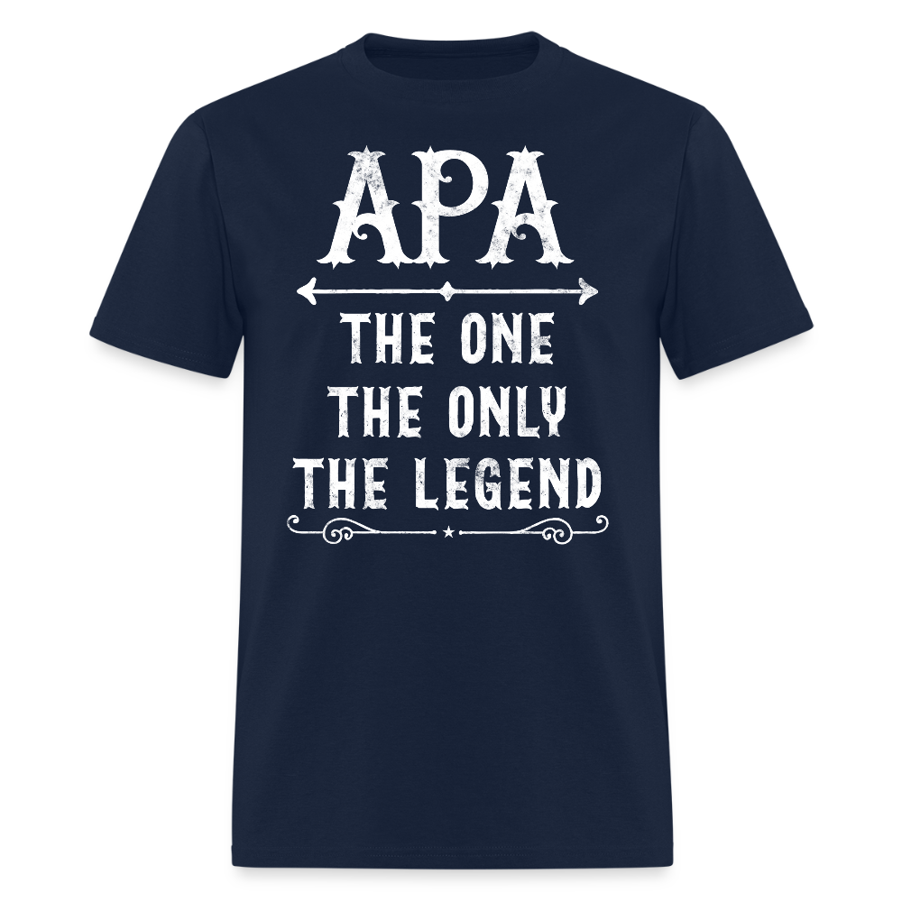 Apa The One The Only The Legend Funny Grandfather T-shirt - navy