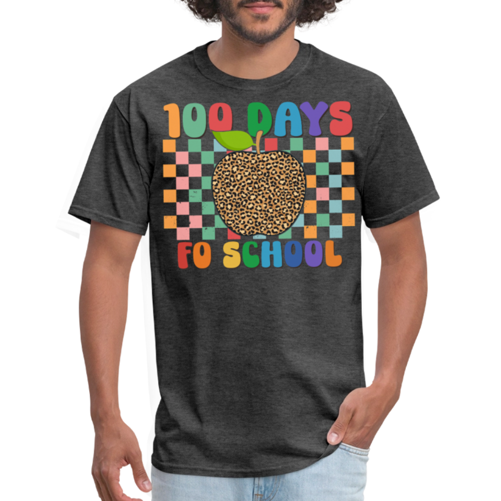 Leopard Print 100 Days of School Shirt Teacher Gifts Unisex T-shirt - heather black