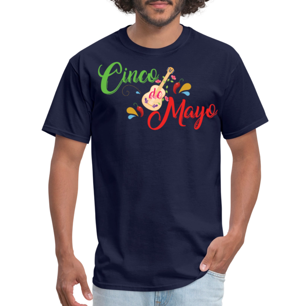 Colorful Cinco De Mayo Shirt With Guitar Unisex T-shirt - navy