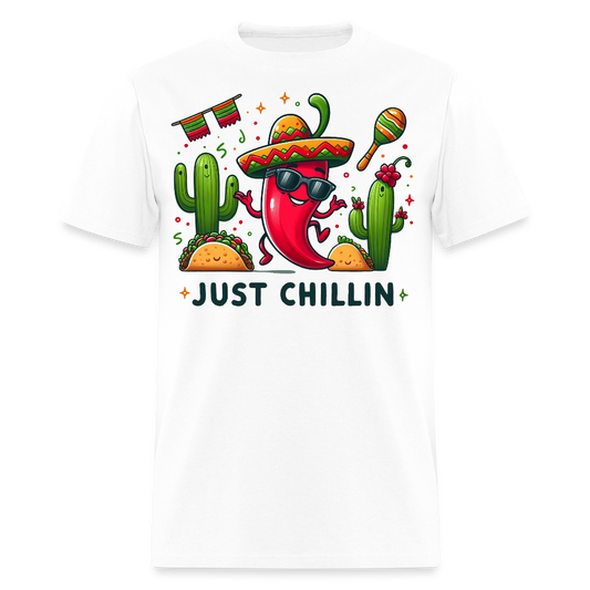 Spicy Mexican Food Lover Graphic Tee Just Chillin Cute Chili Pepper T-shirt - white