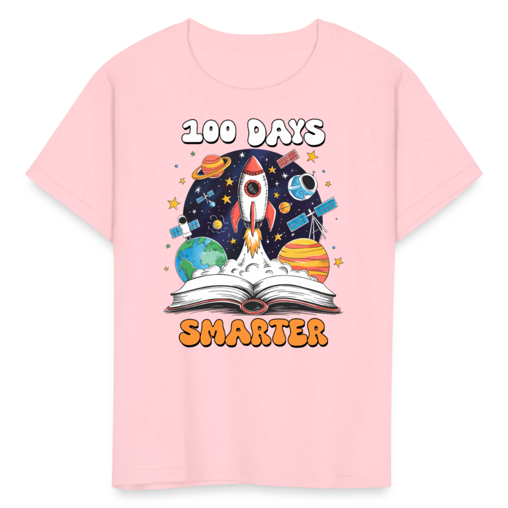 100 Days Smarter Space Themed STEM Learning Kids T-shirt - pink