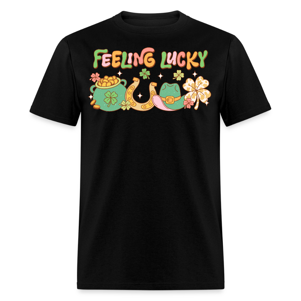 Feeling Lucky Shamrock-themed Party T-shirt - black