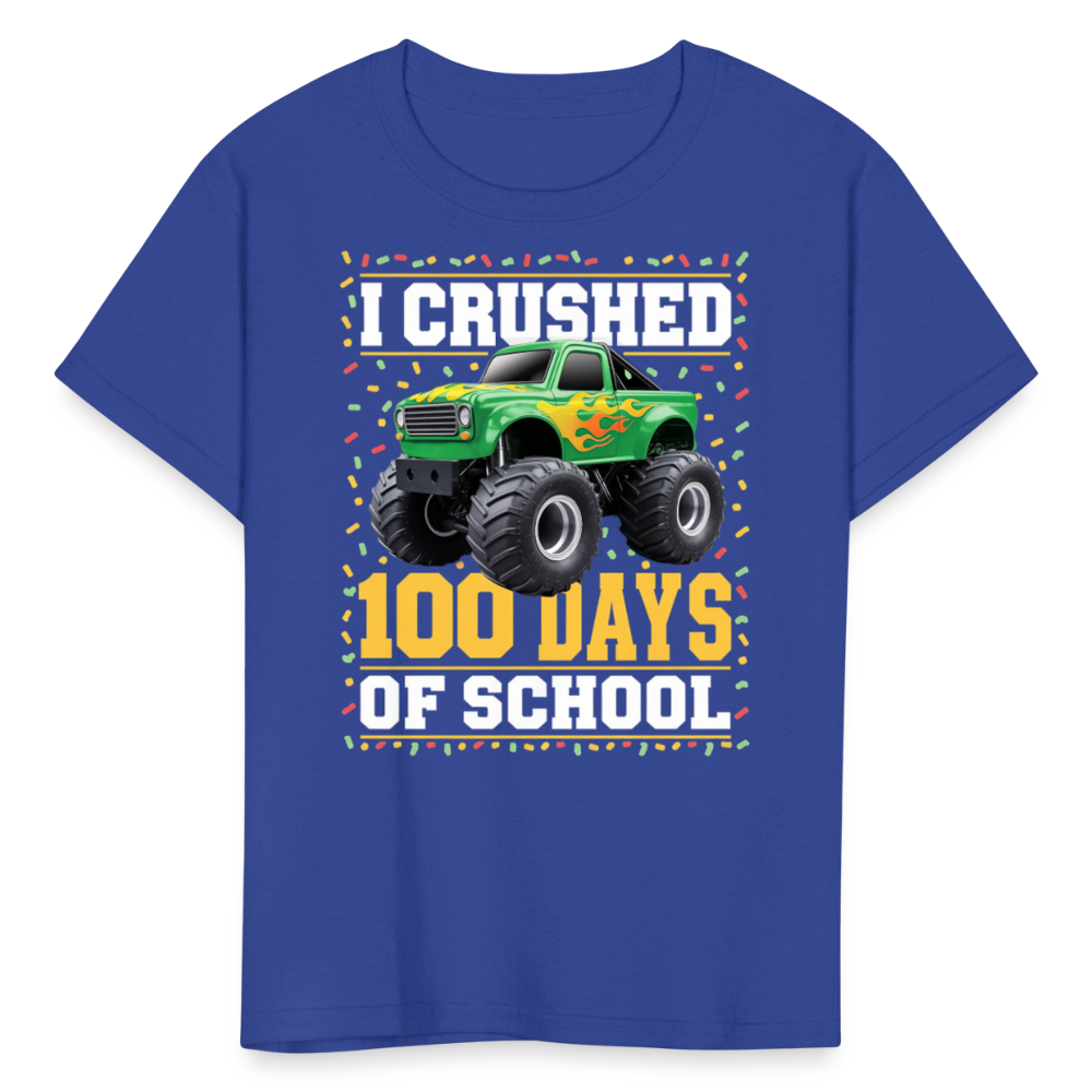 100 Days Of School Monster Truck Tee Kids 100th Day Of School T-shirt - royal blue