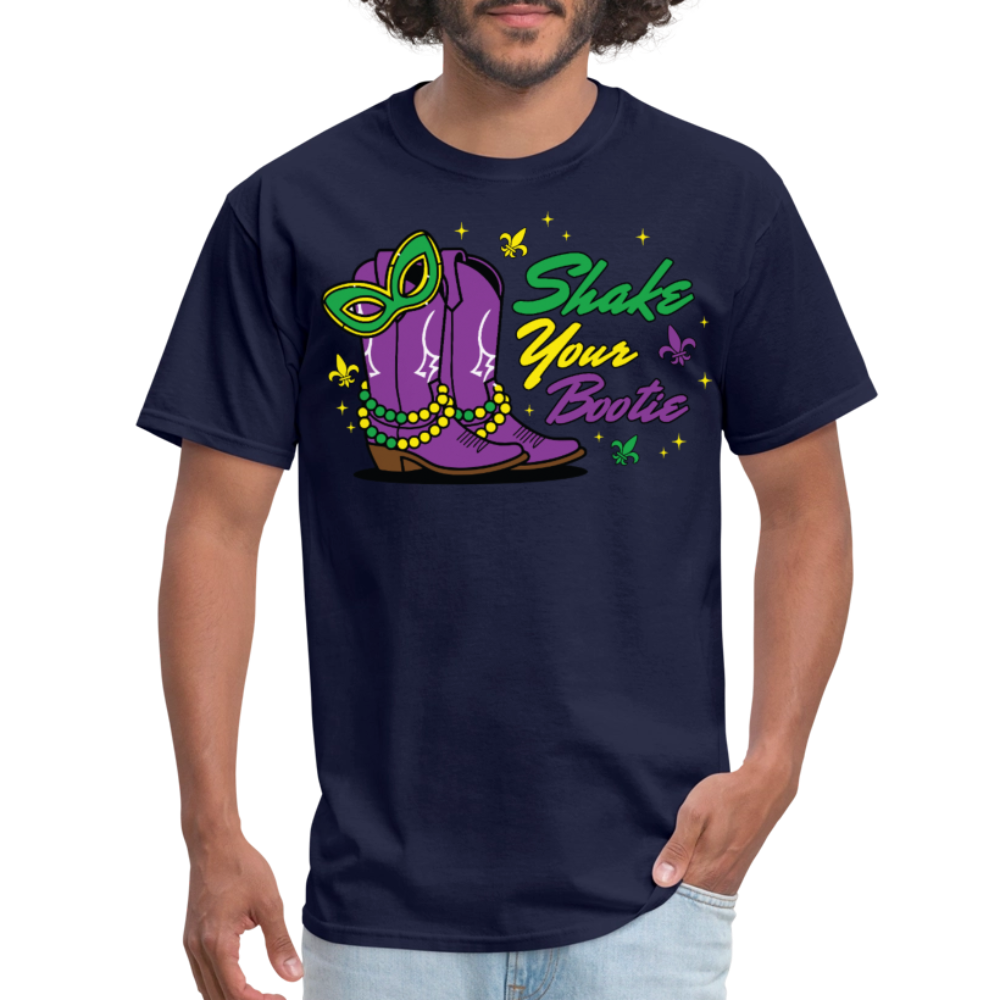 Shake Your Bootie Mardi Gras Tee Masquerade Party T-shirt - navy