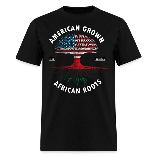 American Grown African Roots Afrocentric Patriotic T-Shirt - black