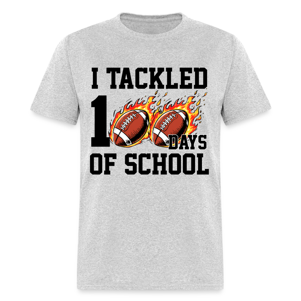 I Tackled 100 Days of School Shirt School Celebration Unisex T-shirt - heather gray