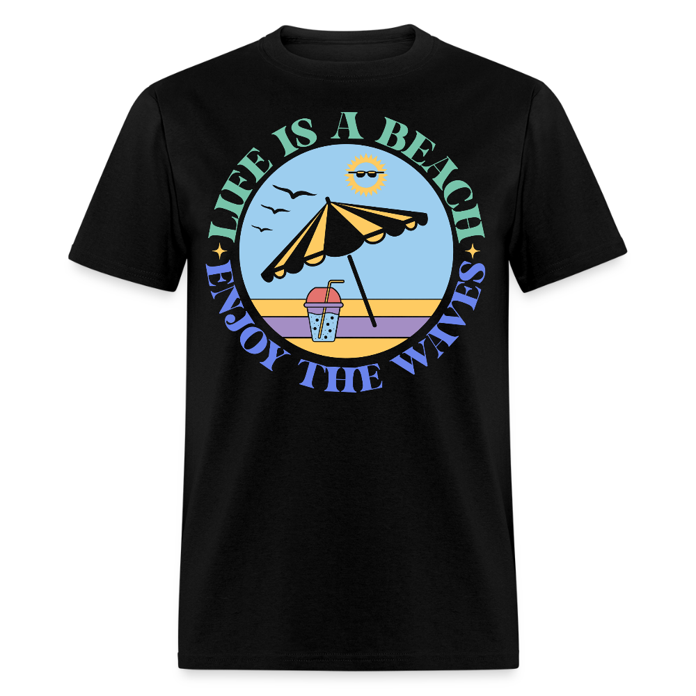 Life Is A Beach Aesthetic Summer Vacation T-shirt - black